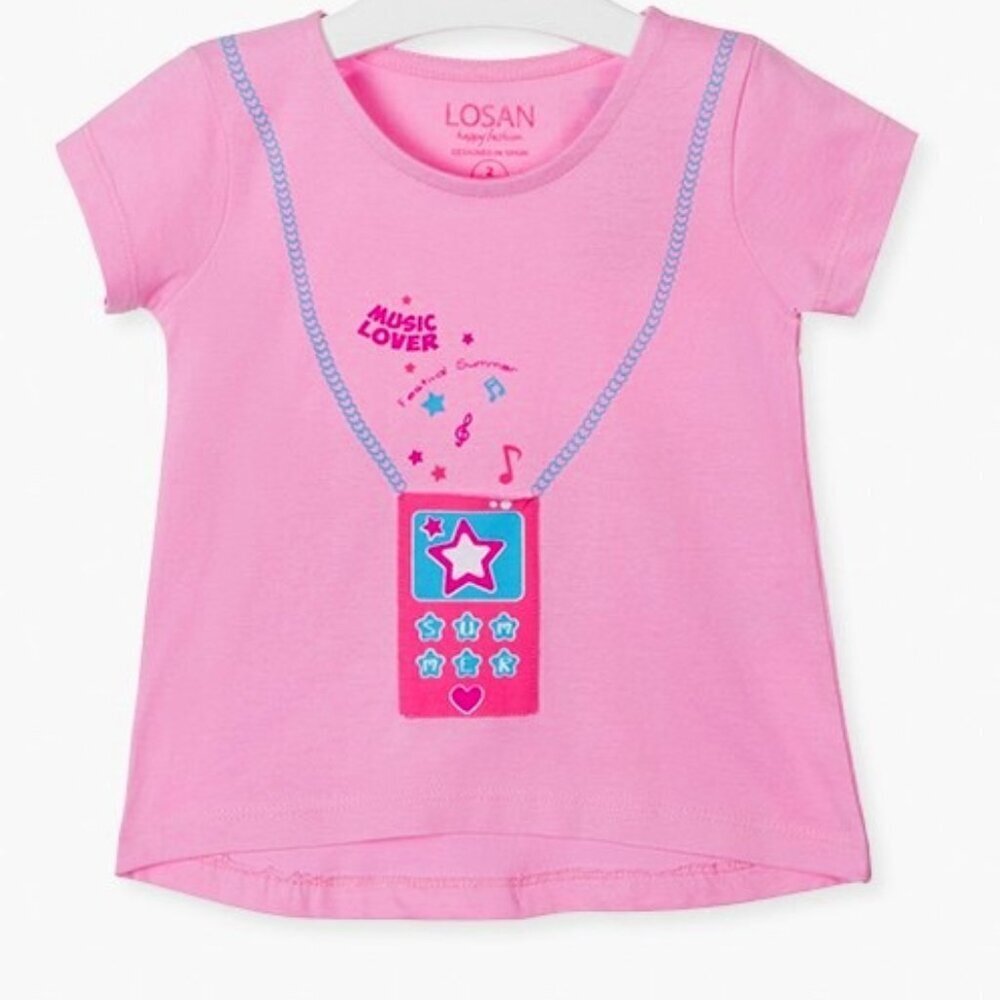 NWT LOSAN PINK PRINTED T-SHIRT